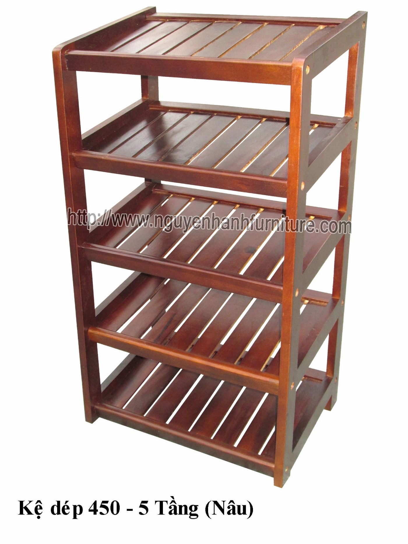 Name product: Shoeshelf 5 Floors 45 with sparse blades (Brown) - Dimensions: 45 x 30 x 82 (H) - Description: Wood natural rubber